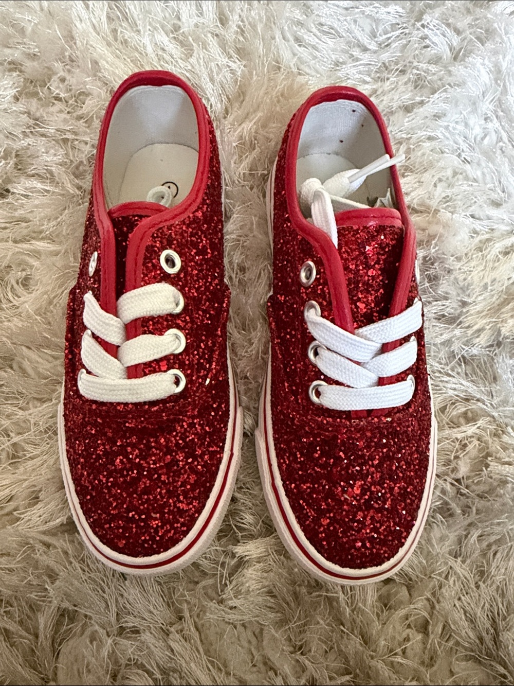 balera Red Glitter Lace-Up Kids Sneakers